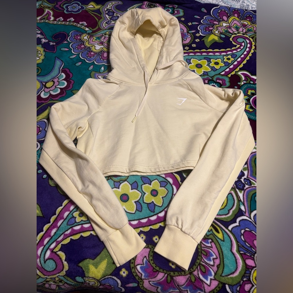 Gymshark Light Yellow Cropped Hoodie XS